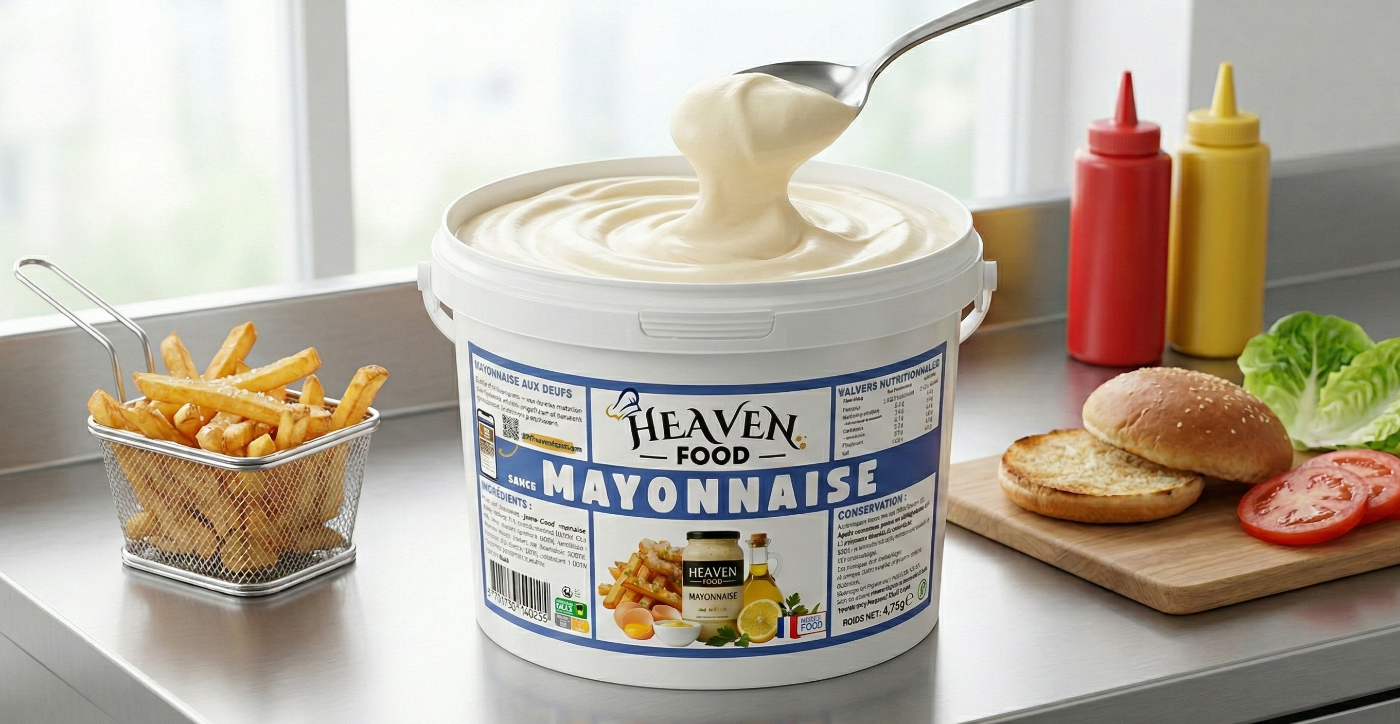 Seau mayo ouvert cuisine